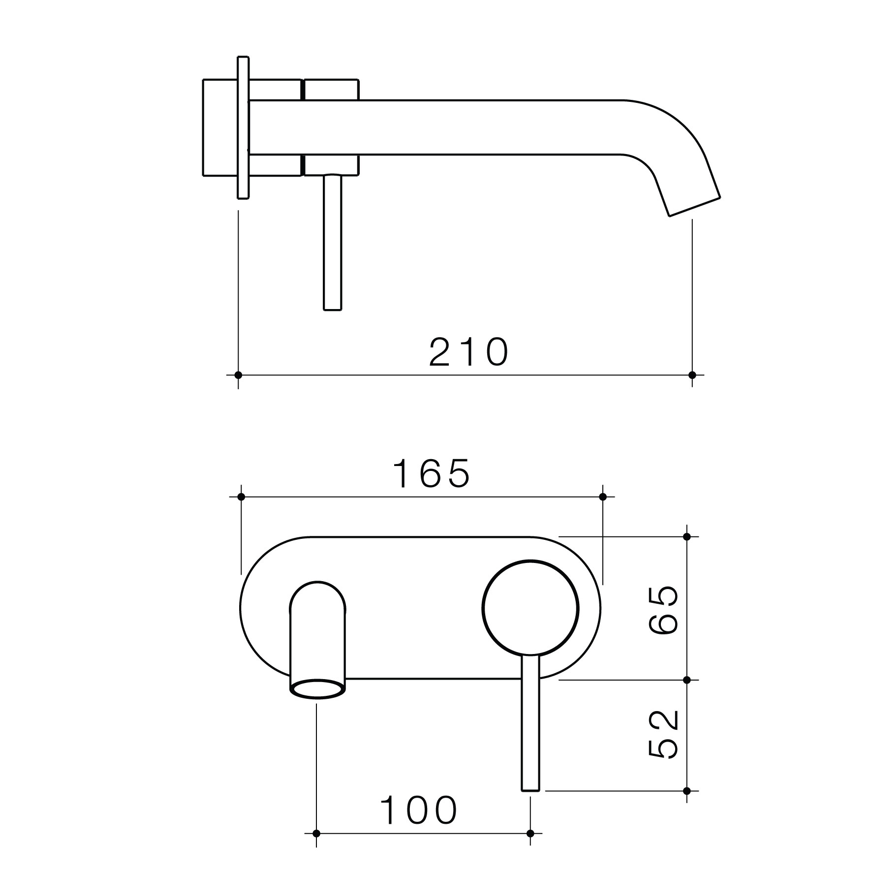 Liano II 210mm Wall Basin / Bath Trim Kit (Round Cover Plate)-Gunmetal