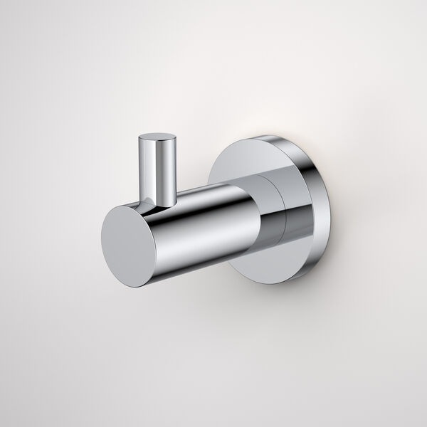 thumbnail interactive-video image 1 of Caroma Luna Robe Hook In Chrome – Model 99608C – Solid Brass Bathroom Towel Hook 1 of 3